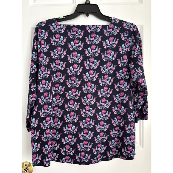 Style & co Navy Blue Floral Multi-Color Top with 3/4 Sleeve Plus Size 1X/2X/3X - Picture 3 of 5